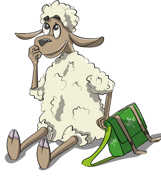 gezeichnetes Schaf denkt nach